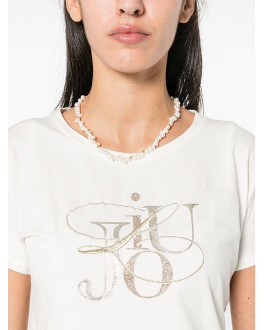 T-shirt con glitter di Liu Jo in White