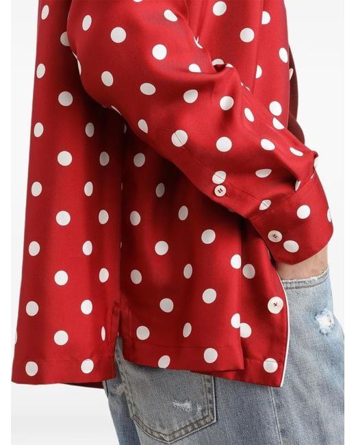 Dolce & Gabbana Red Polka Dot-Print Silk Twill Vanity Shirt for men