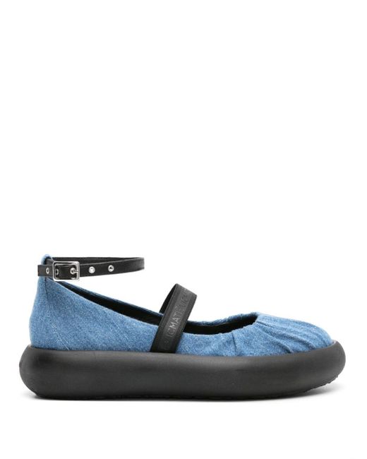 Vic Matié Blue Ankle-strap Denim Ballerina Shoes