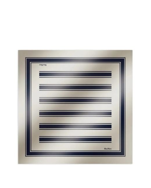 Max Mara Gray Mxaafa Striped Silk Scarf