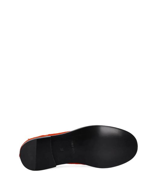 MSGM Red Mocassins En Cuir