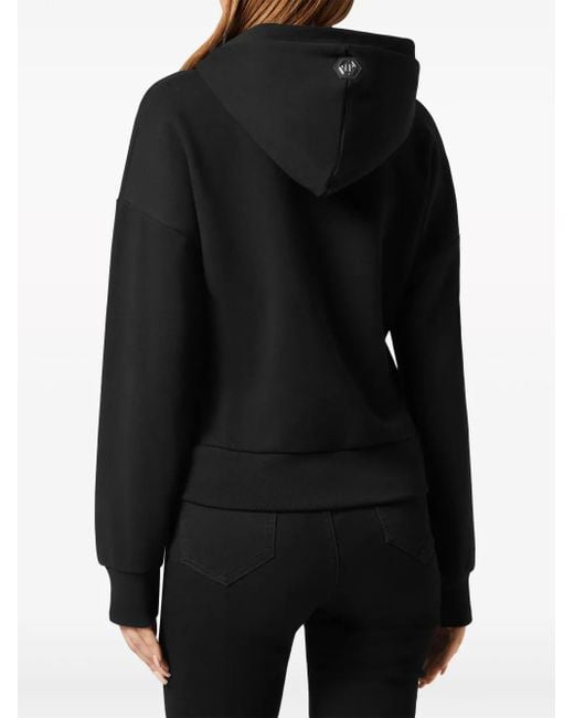 Sudadera corta con capucha y logo Philipp Plein de color Black