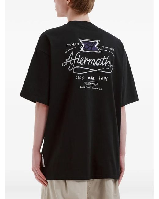 AFTERMATHS Black Logo-Print Cotton T-Shirt for men