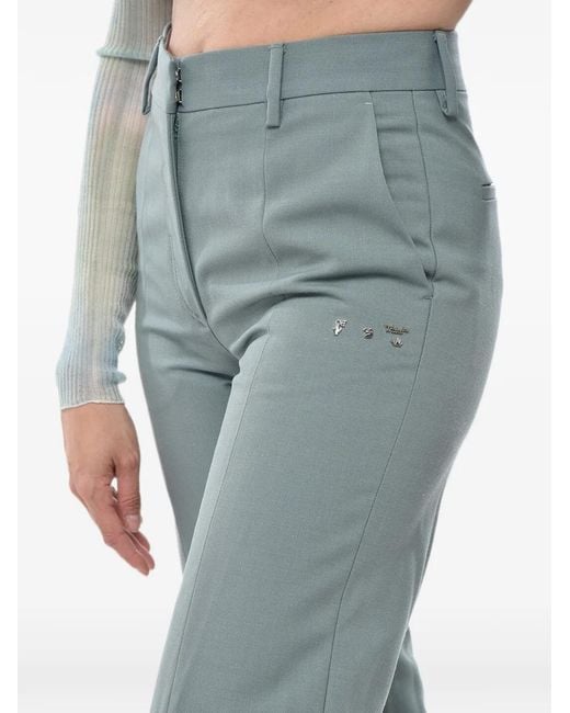 Off-White c/o Virgil Abloh Blue Ankle-Split Wide-Leg Trousers