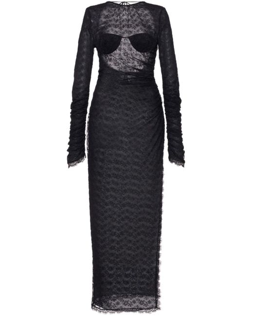 Alessandra Rich Black Open Back Lace Dress - Women's - Viscose/polyester/silk