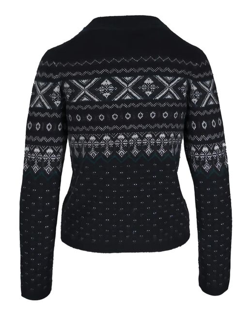 Vince Black Fair Isle Plush Crew-Neck Sweater
