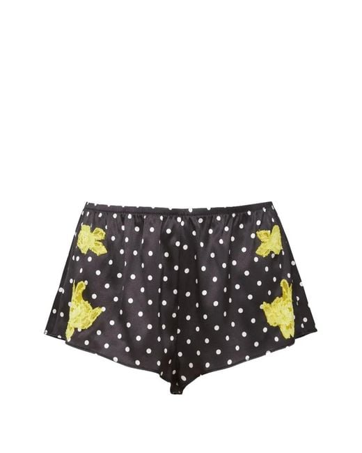 Fleur du Mal White Juliet Polka-Dot Floral-Appliqué Shorts