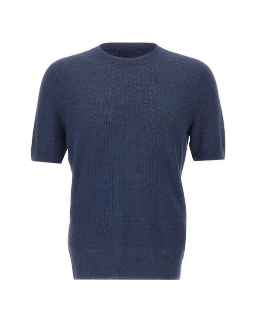 Gran Sasso Blue Woven-Knit T-Shirt for men