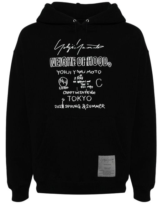 Yohji Yamamoto Logo print Cotton Hoodie in Black for Men Lyst