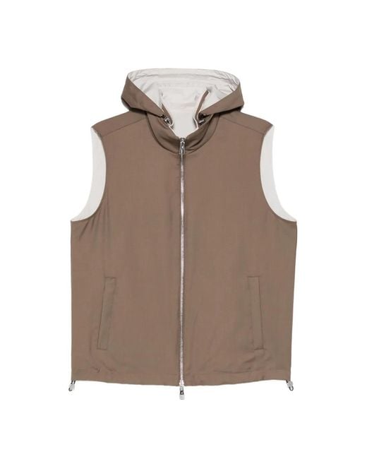 Montecore Brown Hooded Zip Gilet for men