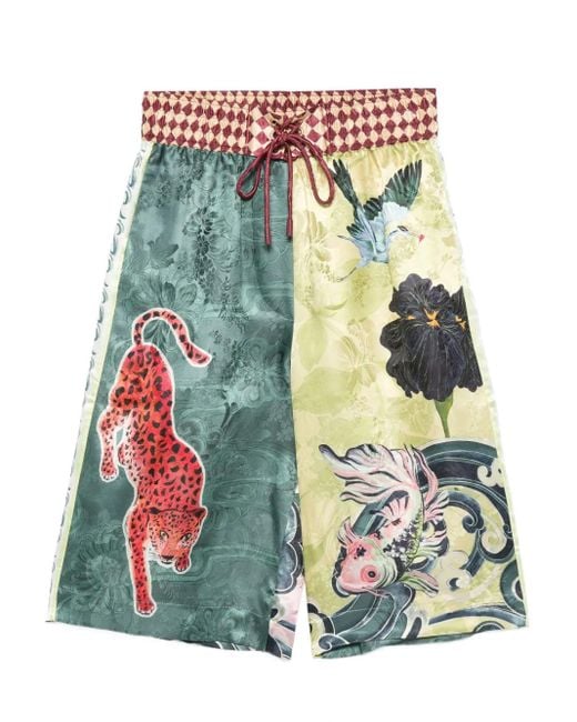 ALÉMAIS Green Rochester Shorts mit Animal-Print