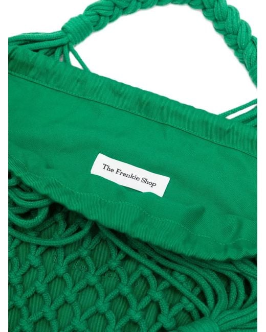 Frankie Shop Green Naia Macramé-Knit Tote Bag