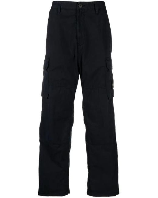 Stone Island Blue Compass-Patch Cargo Trousers for men