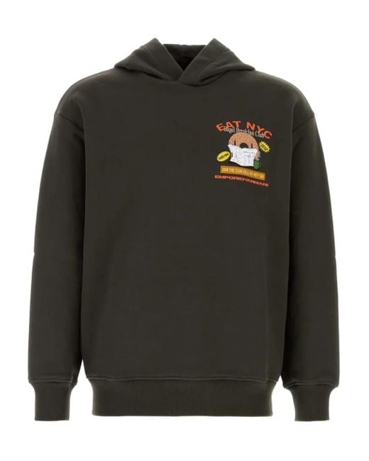 Emporio Armani Gray Bagel-Print Cotton Hoodie for men