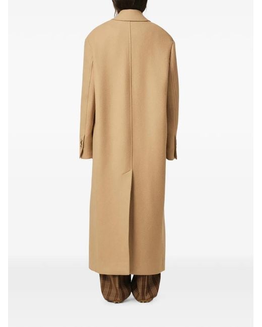 AMI Natural Long Double-Breasted Wool Coat