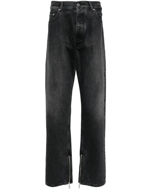 Off-White c/o Virgil Abloh Black Off- Zip-Detail Straigh-Leg Jeans for men