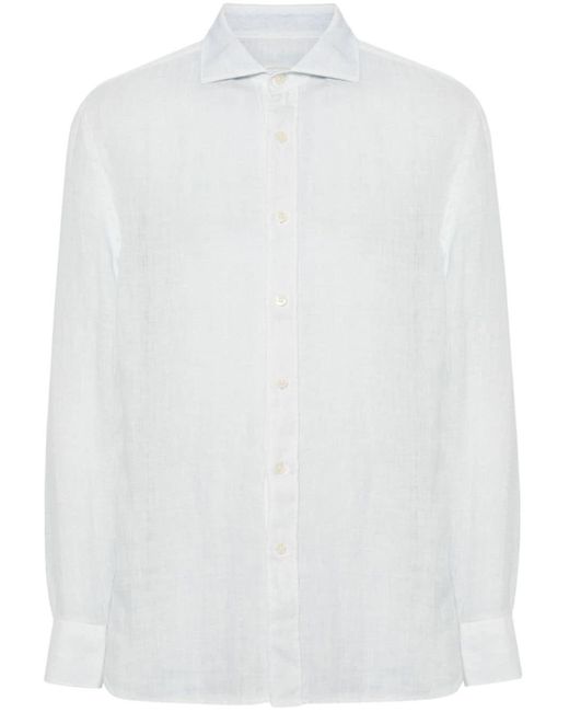 120% Lino Langärmeliges Leinenhemd in White für Herren