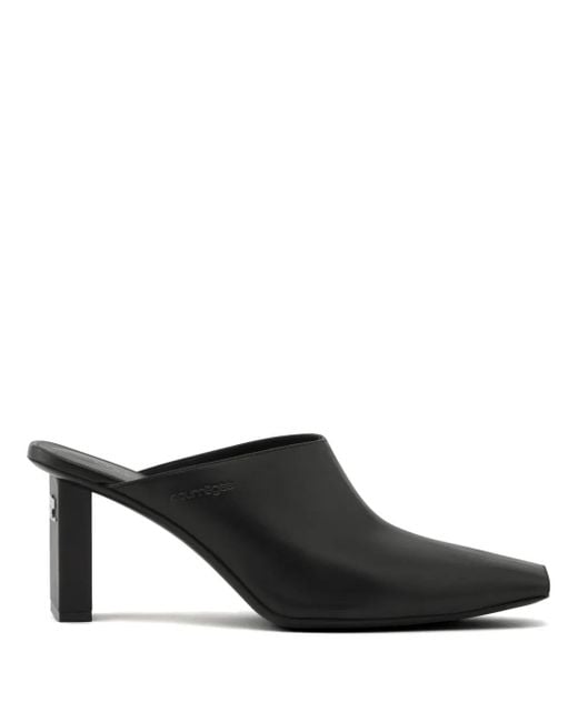 Courreges Black 70Mm Square-Toe Leather Mules