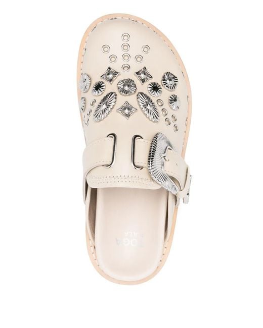 Toga White Eyelet-Metal Mules