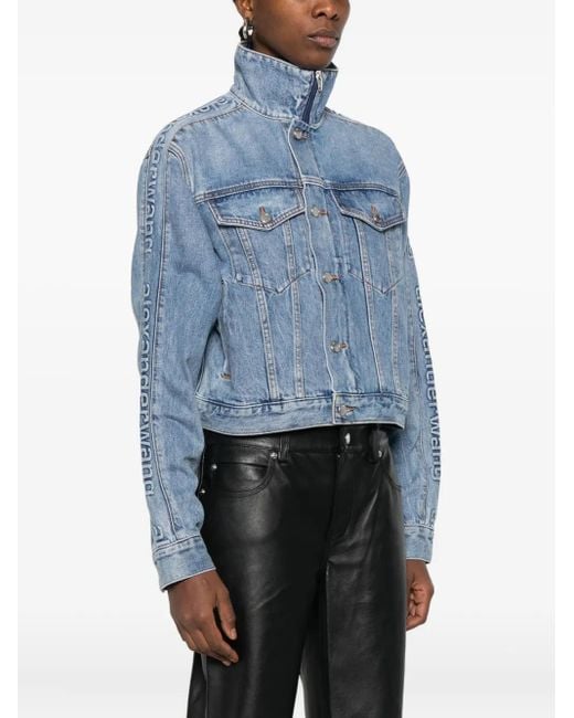 Alexander Wang Blue Logo-Embossed Denim Jacket