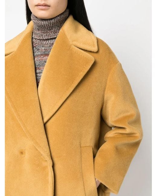 Max Mara Yellow Gio Double-Breasted Alpaca Wool Blend Coat