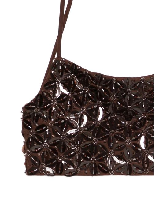 P.A.R.O.S.H. Brown Beaded Spaghetti-Strap Top