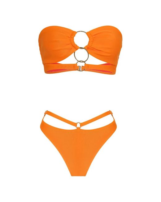Amir Slama Orange X Tati Barbieri Ring-Detail Bandeau Bikini