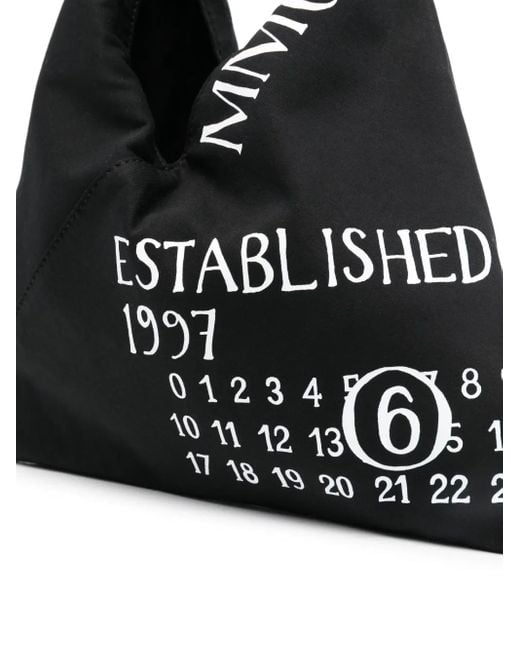 MM6 by Maison Margiela Black Tote Bag Mit Nummern-Motiv