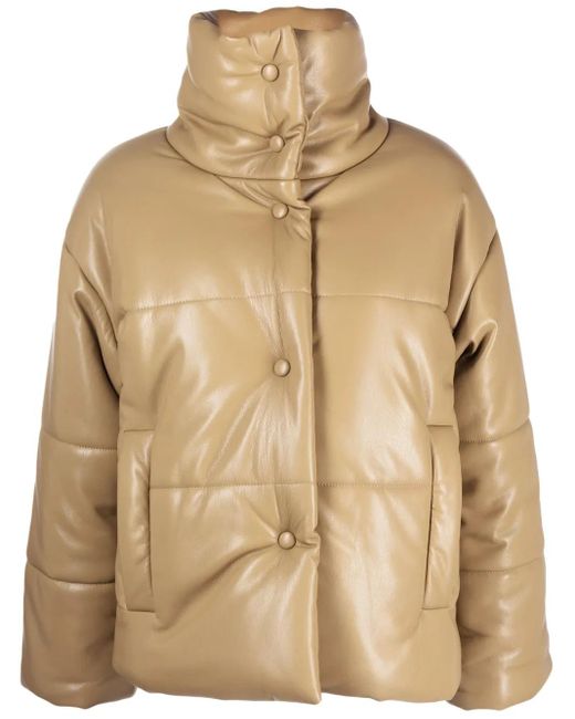 Nanushka Natural Faux-Leather Puffer Jacket