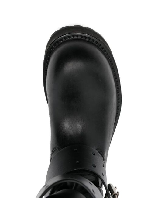Balenciaga Black Venom Buckle-Strap Leather Boots for men