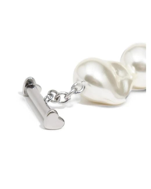 Bimba Y Lola Black Chain And Pearl Heart Bracelet
