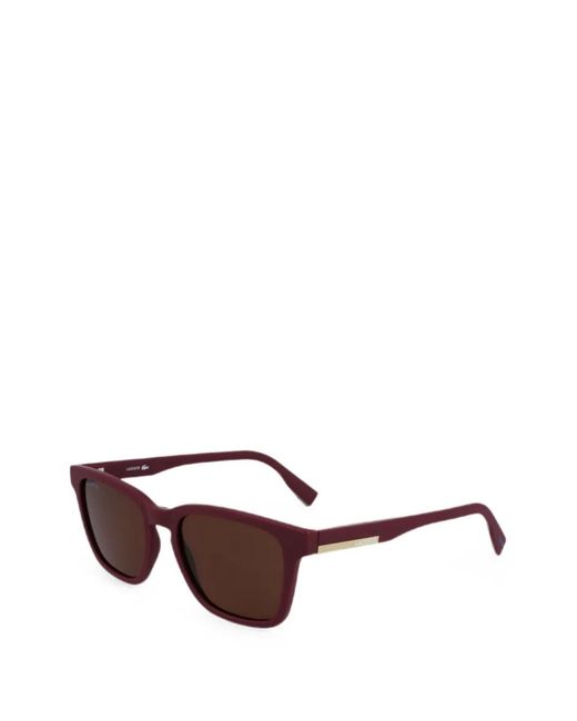 Lacoste Brown Matte-Finish Rectangle-Frame Sunglasses for men