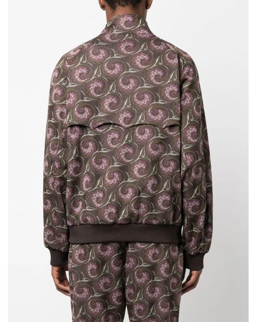 Needles Brown Graphic-Pattern Funnel Neck Jacket for men