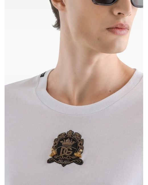 Dolce & Gabbana White T-Shirt With Heraldic Patch for men
