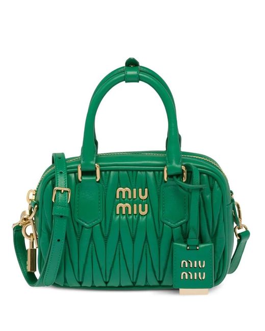 Miu Miu レディース グリーン マテラッセ ナッパレザーショルダー 