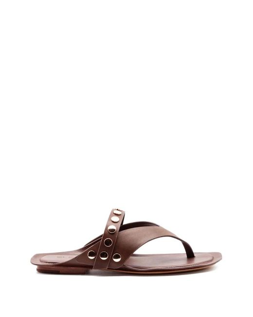 Elena Iachi Brown Studded Leather Sandals