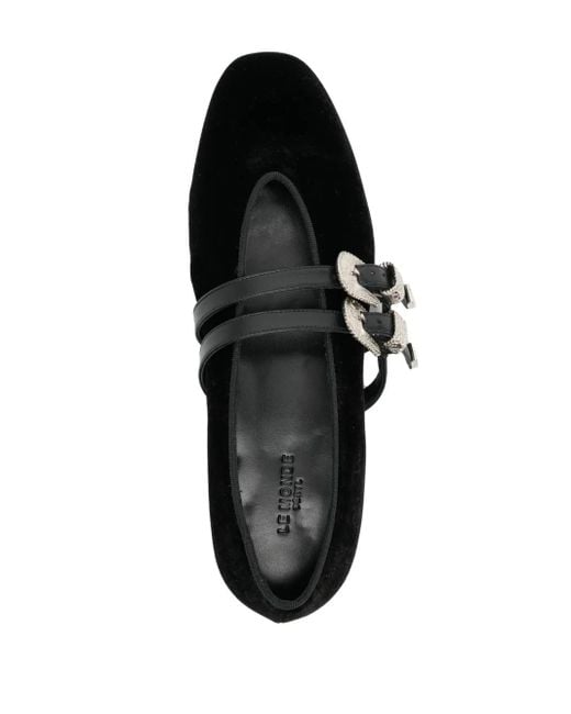 Le Monde Beryl Black Claudia Belted Velvet Slippers