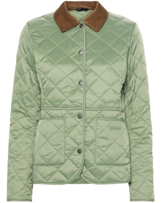 Barbour Corduroy-collar Quilted Jacket Green