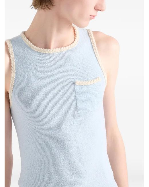 Prada Blue Contrast-Trim Tank Top for men