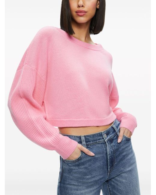 Alice + Olivia Pink Posey Cropped Jumper