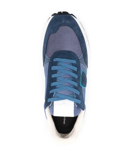 Philippe Model Blue Panelled-Design Low-Top Sneakers for men
