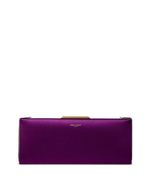 Saint Laurent Purple Leather Clutch Bag