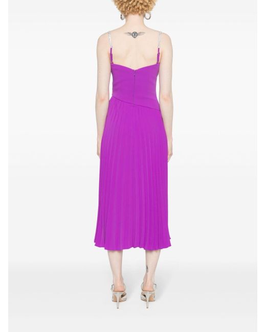 Nissa Purple Sleeveless Pleated Midi Dress