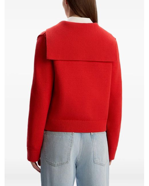 12 STOREEZ セーラーカラー カーディガン Red