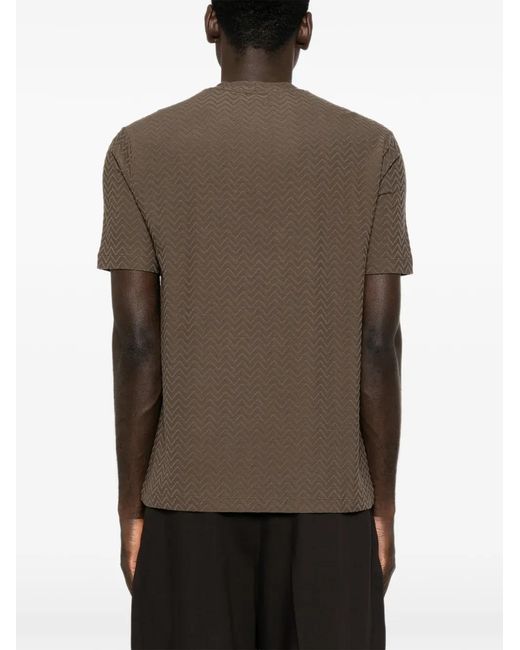 Giorgio Armani Brown Chevron-Knit T-Shirt for men