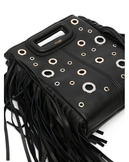Mini sac à bandoulière à plaque logo Maje en coloris Black