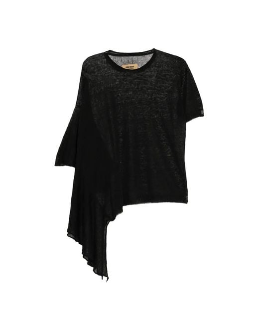 Uma Wang Black Asymmetric Knitted Top