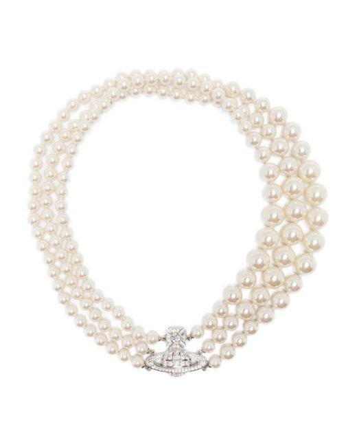 Collana Orb Con Perle Sintetiche di Vivienne Westwood in White