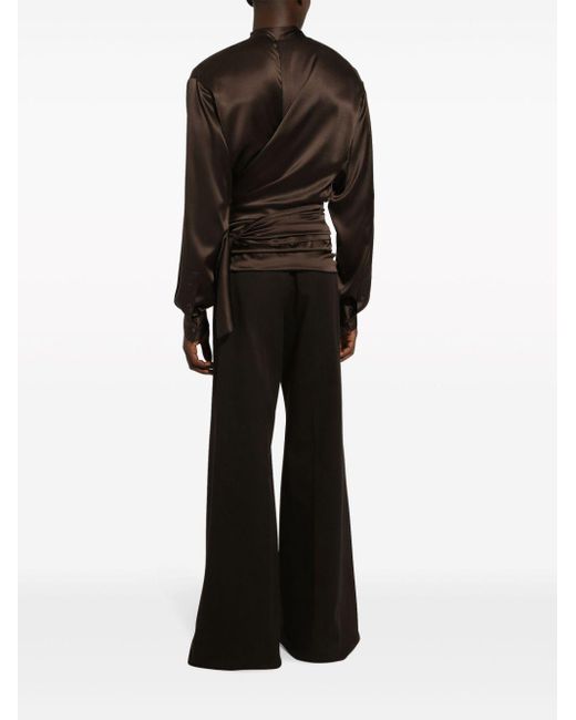 Dolce & Gabbana Black Ruched Silk Shirt for men