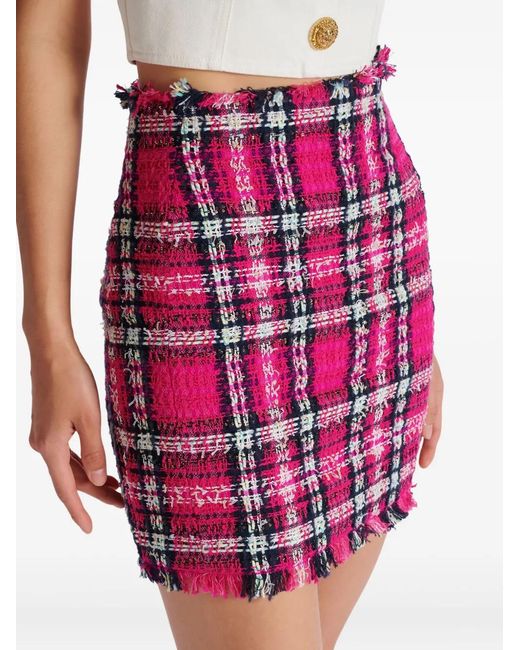 Balmain Pink Mini Glitter-Detail Skirt